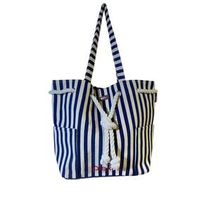 Sun N Sand Accessories Beach Back Blue White Canvas 19" x 14"